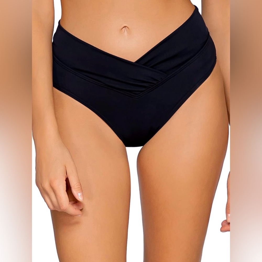 Sunsets High Rise V Front Crossover Bikini Bottom Black M